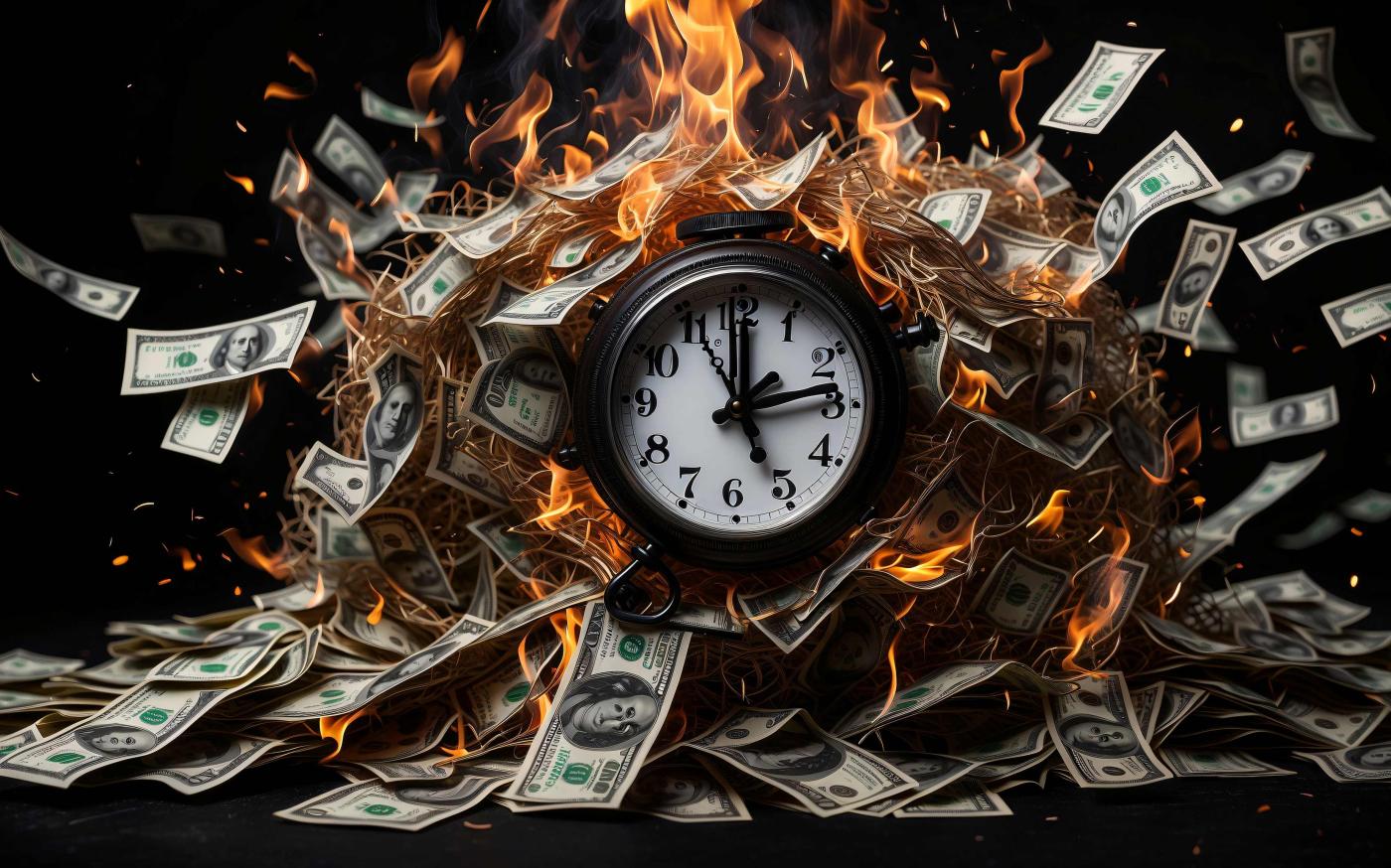 Burning Money and Ticking Clock 